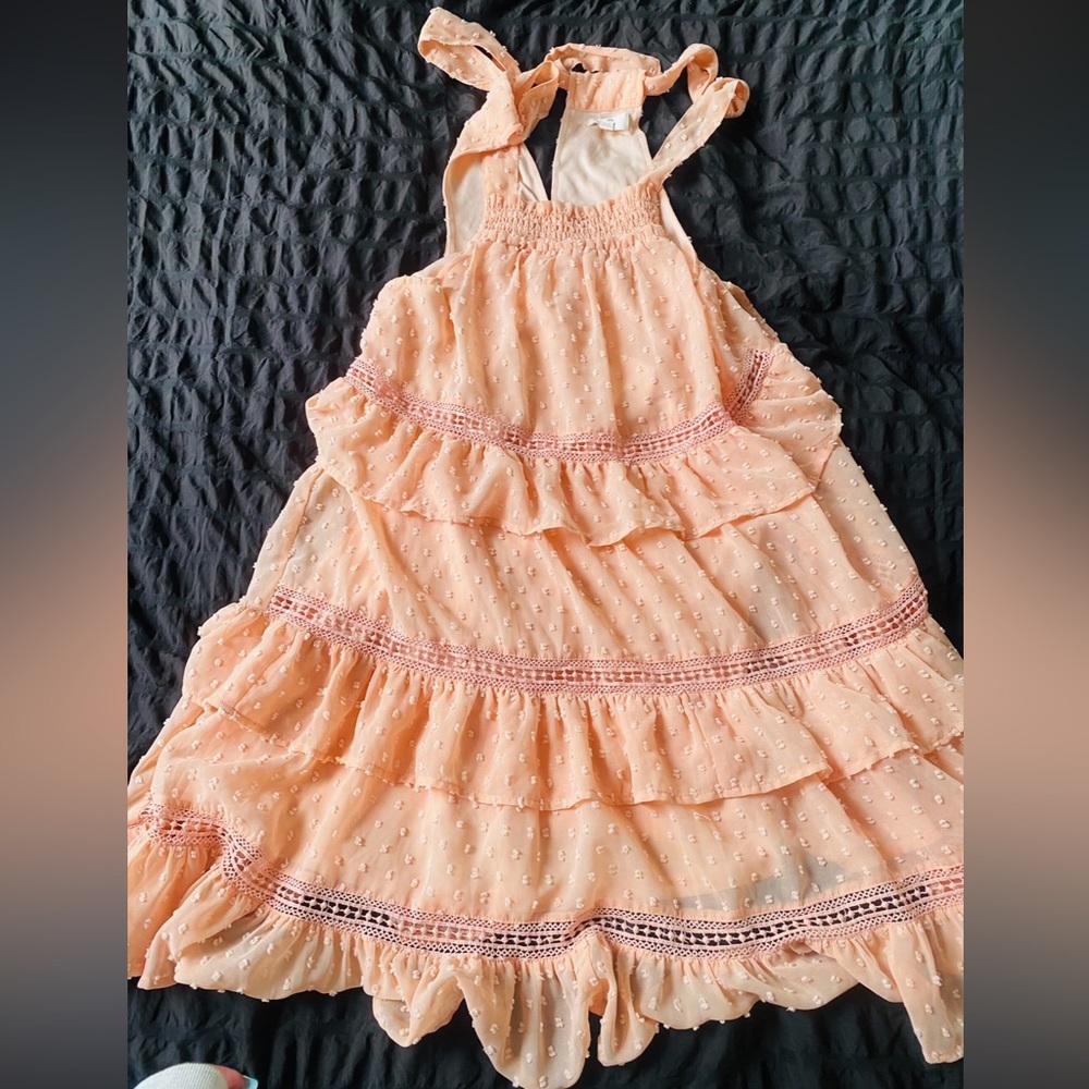 Ruffle peach dress, size Small
